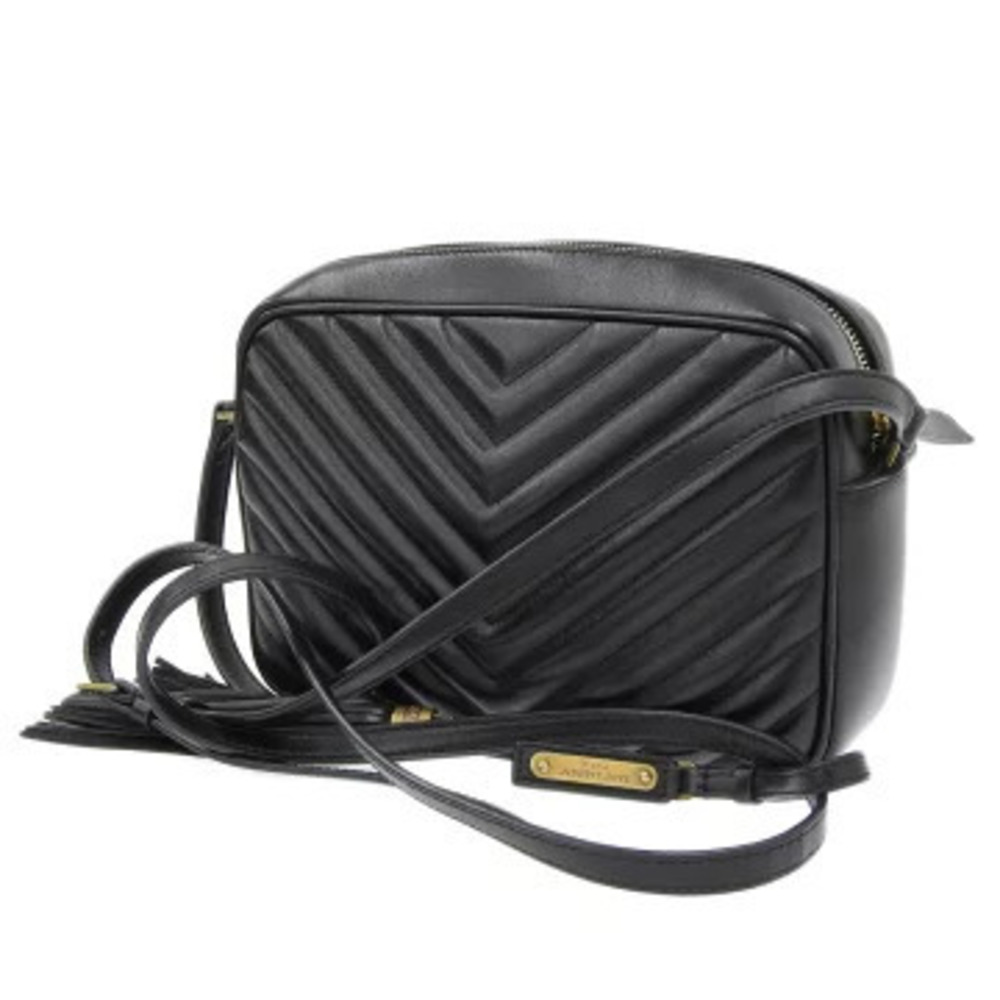 Saint Laurent Camera Logo Leather Lou Paris Shoulder Black Bag